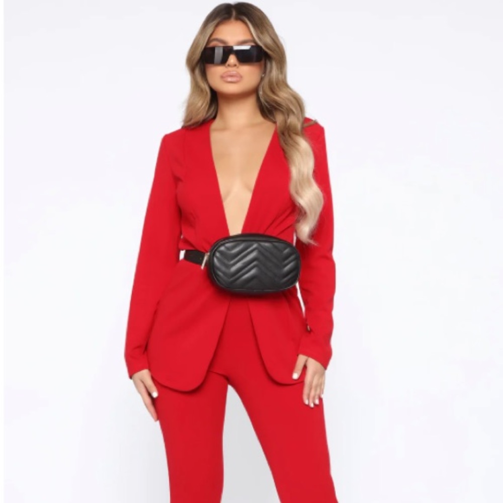 Red blazer set